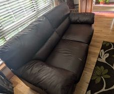 Brown leather couch set