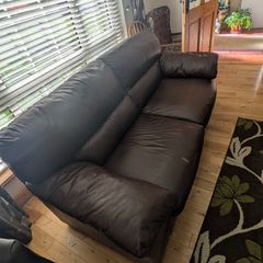 Brown leather couch set