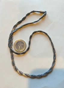 Sterling Silver 925 Woven/Braided Chain Link Necklace 19 inches long