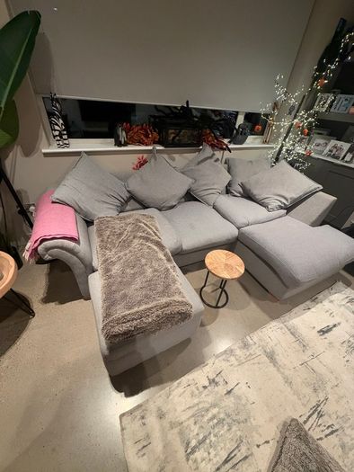 DFS grey fabric corner sofa