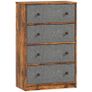Chest of Drawers, Dresser with 4 Fabric Drawers - Grey and Rustic Brown Image 2