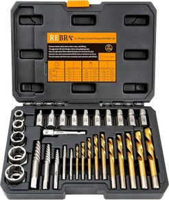 31-Pieces Screw Extractor Set, 37# Cr-Mo & 6542 HSS Steel Cobalt Left-Hand Drill Bit, Easy Out Broken Bolt Remover Reverse, Ez Out Stripped, Rounded-Off, Damaged Bolts, Studs Removal Tool (Black)
