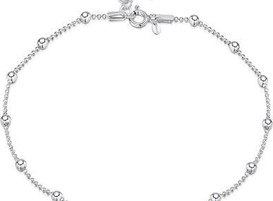 925 Sterling Silver Adjustable Anklet - Classic Chain Ankle Bracelets - 9" to 10" inch - Flexible Fit