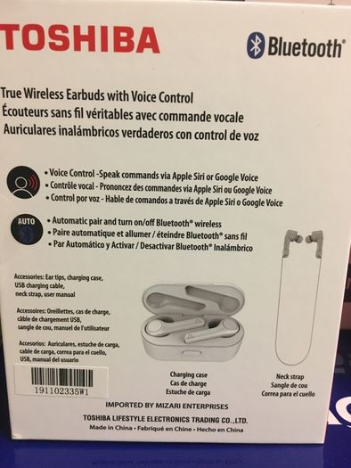 White Bluetooth Wireless Earbuds Cordfree with voice control