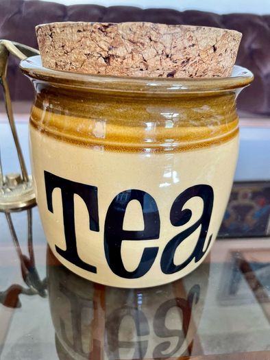 TG Green Granville Range TEA Jar Original Cork Lid Vintage Kitchen Storage 1970s