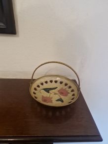 vintage brass and enamel trinket dish