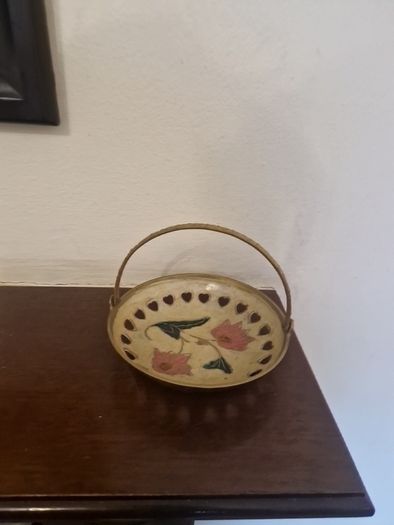 vintage brass and enamel trinket dish