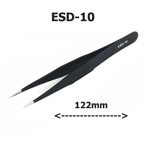 ESD Safe Anti-Static Stainless Steel Tweezers Electronic Repair Precision Tools ESD-10