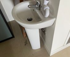 Sink and pedestal and WC with fittings.