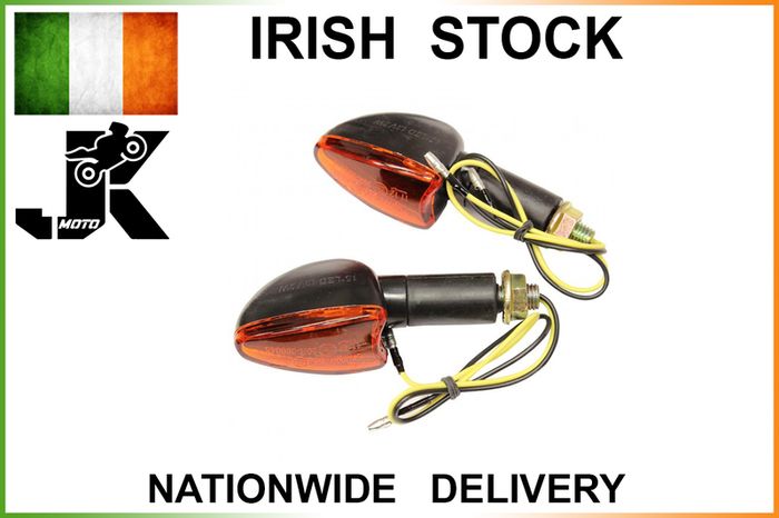 Long Stem Bulb Motorcycle Indicators - Black/amber Lens