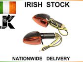 Long Stem Bulb Motorcycle Indicators - Black/amber Lens