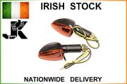 Long Stem Bulb Motorcycle Indicators - Black/amber Lens