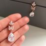 Rose Gold Crystal Drop Dangle Earrings Image 3