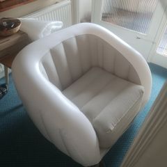 2 blow up chairs and pump