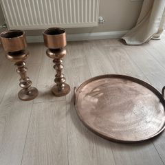 candle holders and serving tray