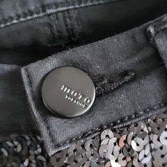 TOPSHOP black skinny sequinced fronted jeans Sz 8UK
