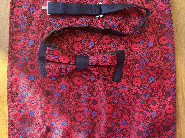 Set of Red and Blue Dickie Bows and Pocket Squares