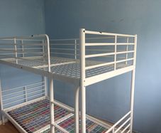 white metal bunk bed frame