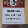 Lot of 5  vintage  Mantilla fine old Irish Ruby wine labels Image 3