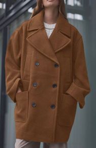 next oversized tan coat size 16/18 wool mix
