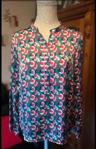Gallery Geo Print Blouse  Size UK 8 EU 36  Colourful Long Sleeve Top