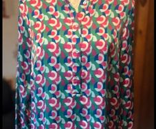 Gallery Geo Print Blouse  Size UK 8 EU 36  Colourful Long Sleeve Top