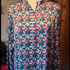 Gallery Geo Print Blouse  Size UK 8 EU 36  Colourful Long Sleeve Top