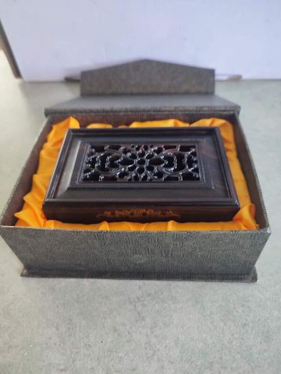 Ebony Wood Small Trinket Box inside presentation box engraved business school shenzhen university.