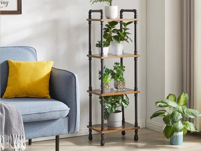 Ladder Shelf,4-Tier Storage Shelves,Small Bookshelf,Shelving Unit with Metal Frame,Vintage Industrial Plant Display Stand,Bookcase for Living Room, Home Office (FREE POSTAGE)