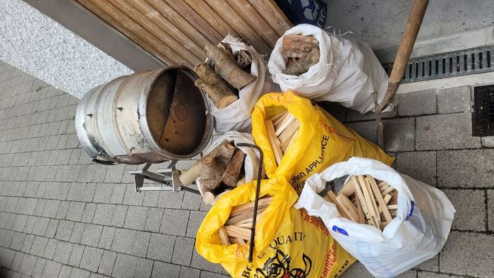 Good for big party. Handmade Stainless Steel BBQ & Firewood (6 Bags)