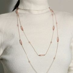 Long Bead Decor Layered Necklace