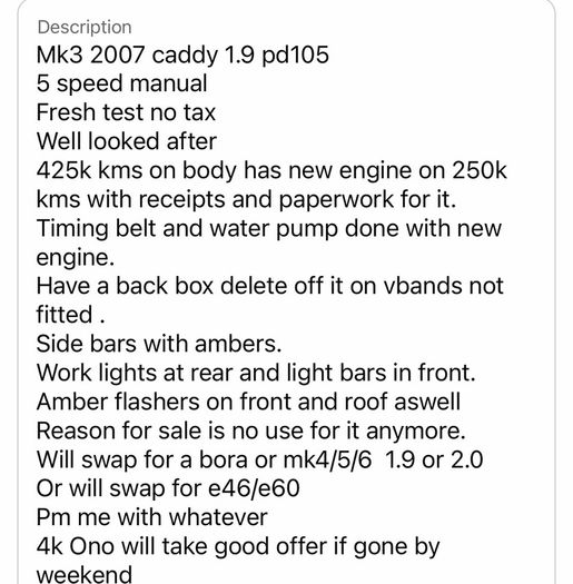 2007 Volkswagen Caddy 1.9