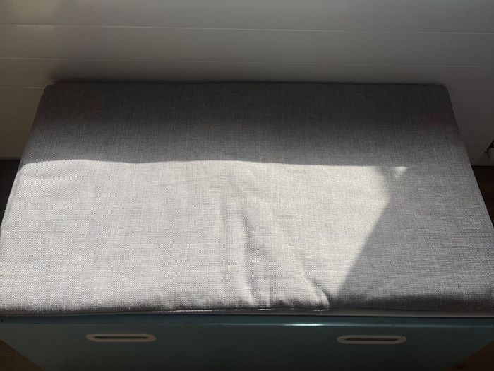 IKEA blue bench with storage