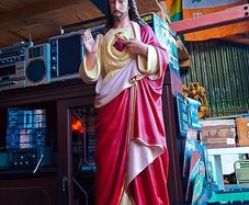 Antique holy statue and pictures