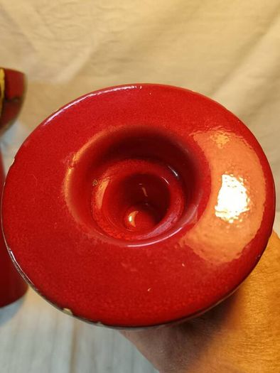 A Pair of Mid Seventies West German Ceramic Candlesticks