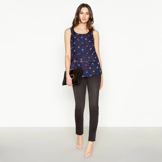 PLUS SIZE (22) John Rocha Navy Floral Top. New