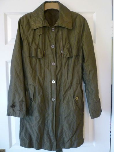 Jacket Trench Coat Mac Dark Olive Green Medium - Mint Condition