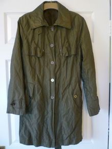 Jacket Trench Coat Mac Dark Olive Green Medium - Mint Condition