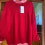 Zara Red Oversized V Neck Jumper  Size Large Image 6