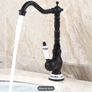 Black Brass Kitchen Bathroom  Mixer Tap Vintage-Style Tall Basin Faucet with Ceramic Handle Hot & Cold, Single Hole Mount Image 2