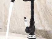 Black Brass Kitchen Bathroom  Mixer Tap Vintage-Style Tall Basin Faucet with Ceramic Handle Hot & Cold, Single Hole Mount