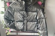 jacket Zara size small cropped metallic hooded jacket