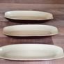 Nice Older Set of 3 Stoneware Boiled Corn Holders Brown & Cream Image 2