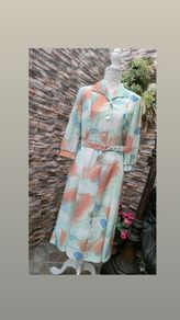vintage 80s 90s floral midi shirt dress size small Made in Ireland