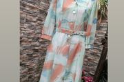 vintage 80s 90s floral midi shirt dress size small Made in Ireland