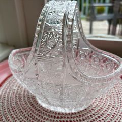 Clear cut/ pressed glass basket