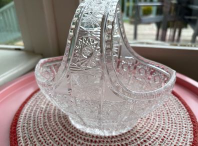 Clear cut/ pressed glass basket