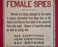 Beware of female spies !, vintage style metal sign .