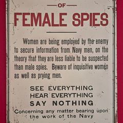 Beware of female spies !, vintage style metal sign .