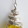 Vintage  Yellow Jade Bead Stone Jewelry. Yellow Jade Pendant  with Sterling Silver and chain length 18" - 21,5g Image 5